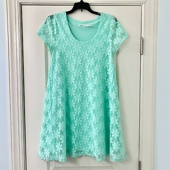 Urban Outfitters Mint Green Floral Lace Dr… - Picture 2 of 8